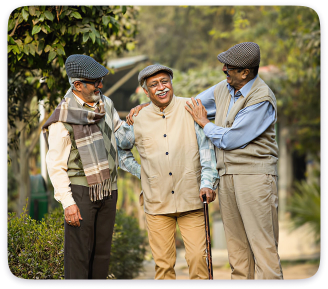 Elderly people interacting